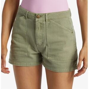 BILLABONG | Women's Army Green Leia Twill High-Waisted Denim Shorts